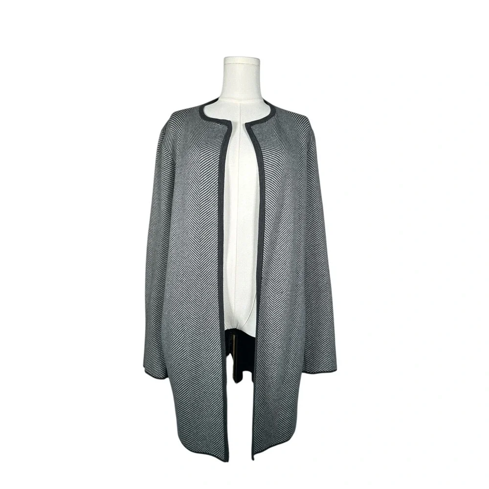 J.Crew Herringbone Coatigan Long Cardigan Jacket Charcoal Gray‎ S